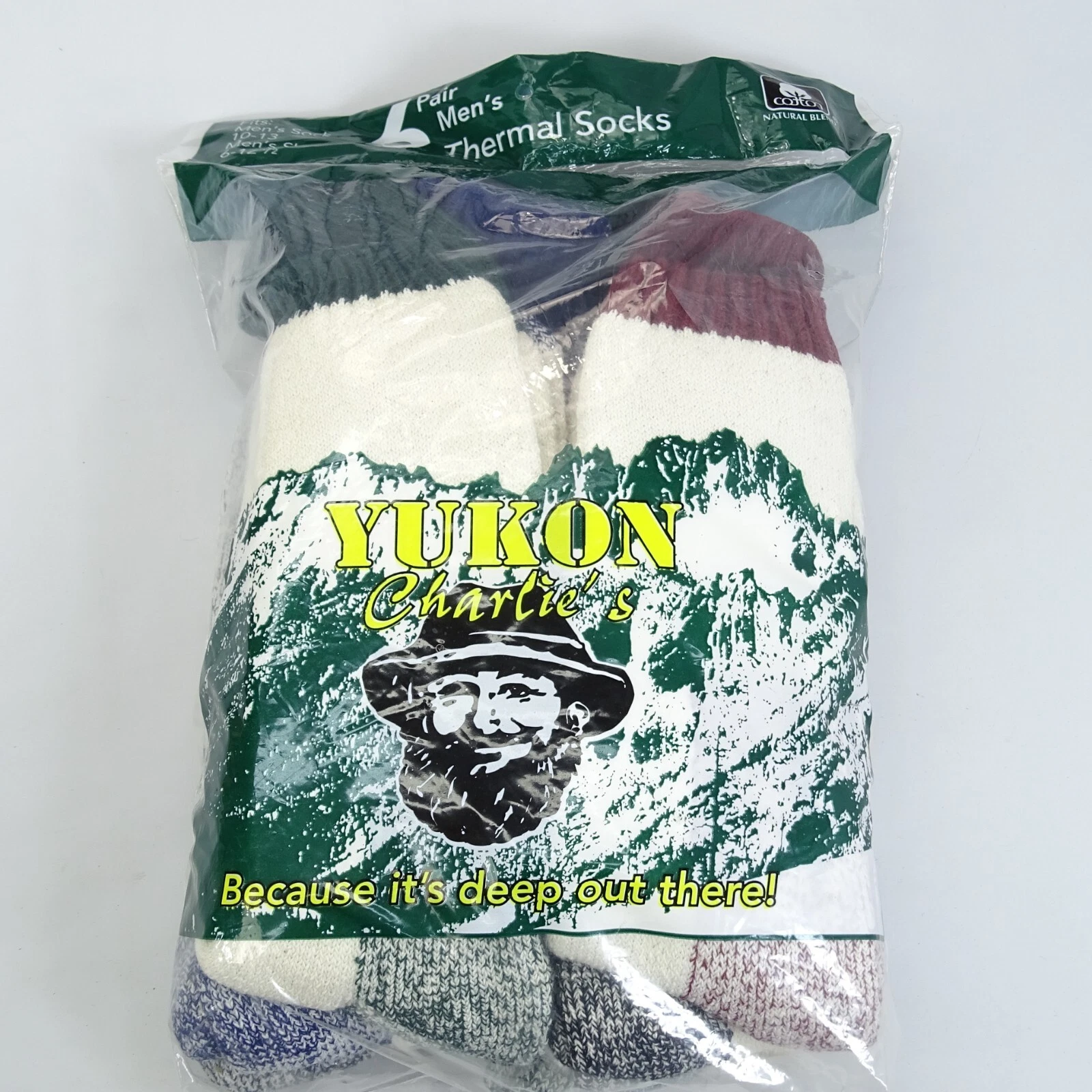 New Vintage 6 Pairs YUKON CHARLIE Made USA Warm Thermal Winter Ski Hunting Socks