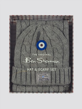 Ben Sherman Hat And Scarf Adult Knit Reyes Cable Knit Set - New