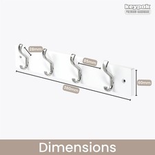 Coat Rack Wall Door Mounted, 4 Coat Hooks on 38cm Wooden Board, Clothes Hanger
