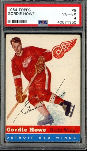 1954 Topps Hockey #8 Gordie Howe Detroit Red Wings HOF PSA 4 VG-EX