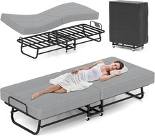 HMLAND Rollaway Bed Folding Bed with 6cm Foam Mattress for Adults & Guest