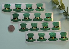 16 Leprechaun Hat Stickers/St Patrick's Day Stickers/Glitter Leprechaun Hat