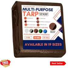 Large Waterproof Tarp - Heavy Duty 10 Mil Thick Poly Tarpaulin Ideal for Cano...