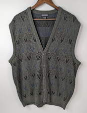 Vintage Jantzen Men's XL Grandpa Sweater Vest Button Up Retro Groovy Academia