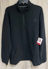 Image of Men's Reebok Unwind Black Quarter-Zip Pullover Sweatshirt Mock Neck XL - NEW