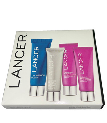 Lancer 4-Piece Skicare Travel Set: Polish, Peel, Advanced C, Mask Anti-Aging New