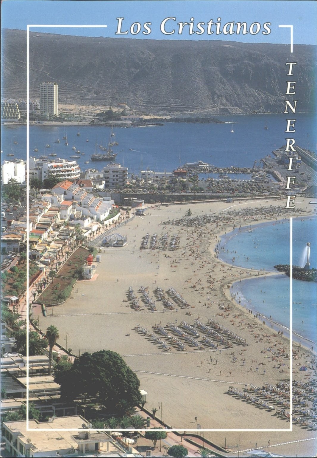 Los Cristianos Tenerife Canary Islands Beach Harbor Aerial View Postcard