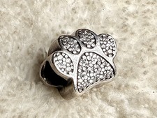 Pandora 925 ALE Paw Print CZ Charm Sterling Silver Animal Dog Cat  Authentic