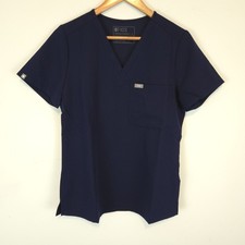 FIGS Women's Navy Catarina One-Pocket Scrub Top Short Sleeves V-Neck Size S