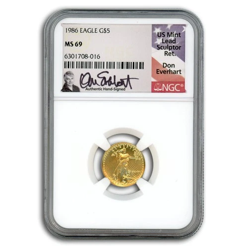 1986 1/10 oz American Gold Eagle MS-69 NGC (Everhart)