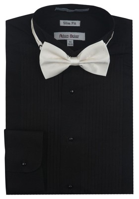 Adam Baker Men s Slim Fit Convertible Cuffs Wingtip Collar Tuxedo Shirt-CLERANCE