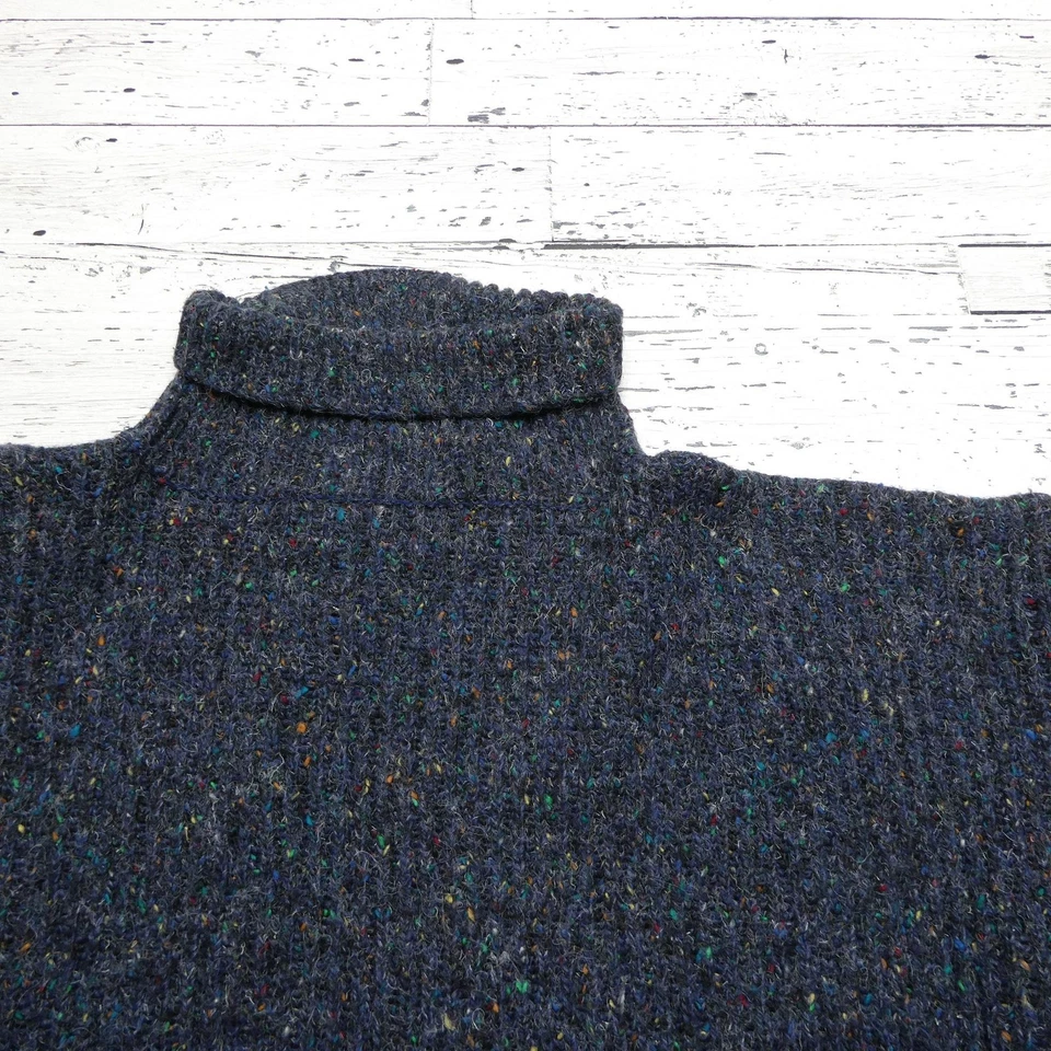 Vintage Paris Sport Club Sweater Womens L Blue Turtleneck Wool Blend Oversized - Image 2 of 4