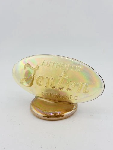 Fenton Authentic Handmade Gold Iridized Carnival Glass Display Sign