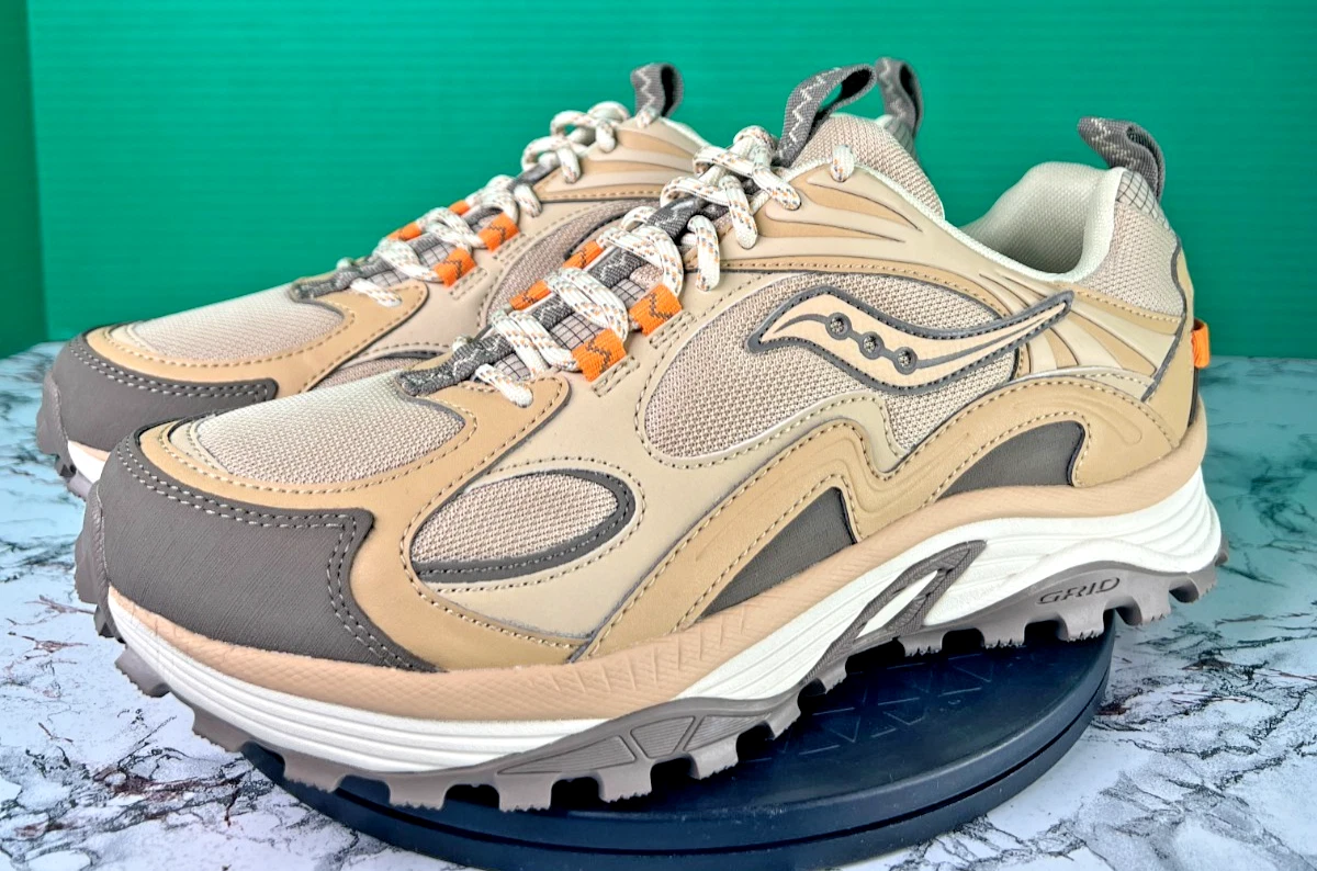 Saucony Grid Aura X Mens Size 9 Whey Orange Sample Trail Running Shoes NWOB