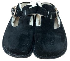 Alegria PG Lite Women  s 39 B Black Suede Fur Lined Comfort Clogs Buckle