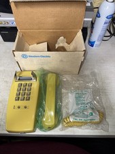 Vintage 1970s WESTERN ELECTRIC YELLOW Push Button Wall Mount Phone Bell NOS wBOX