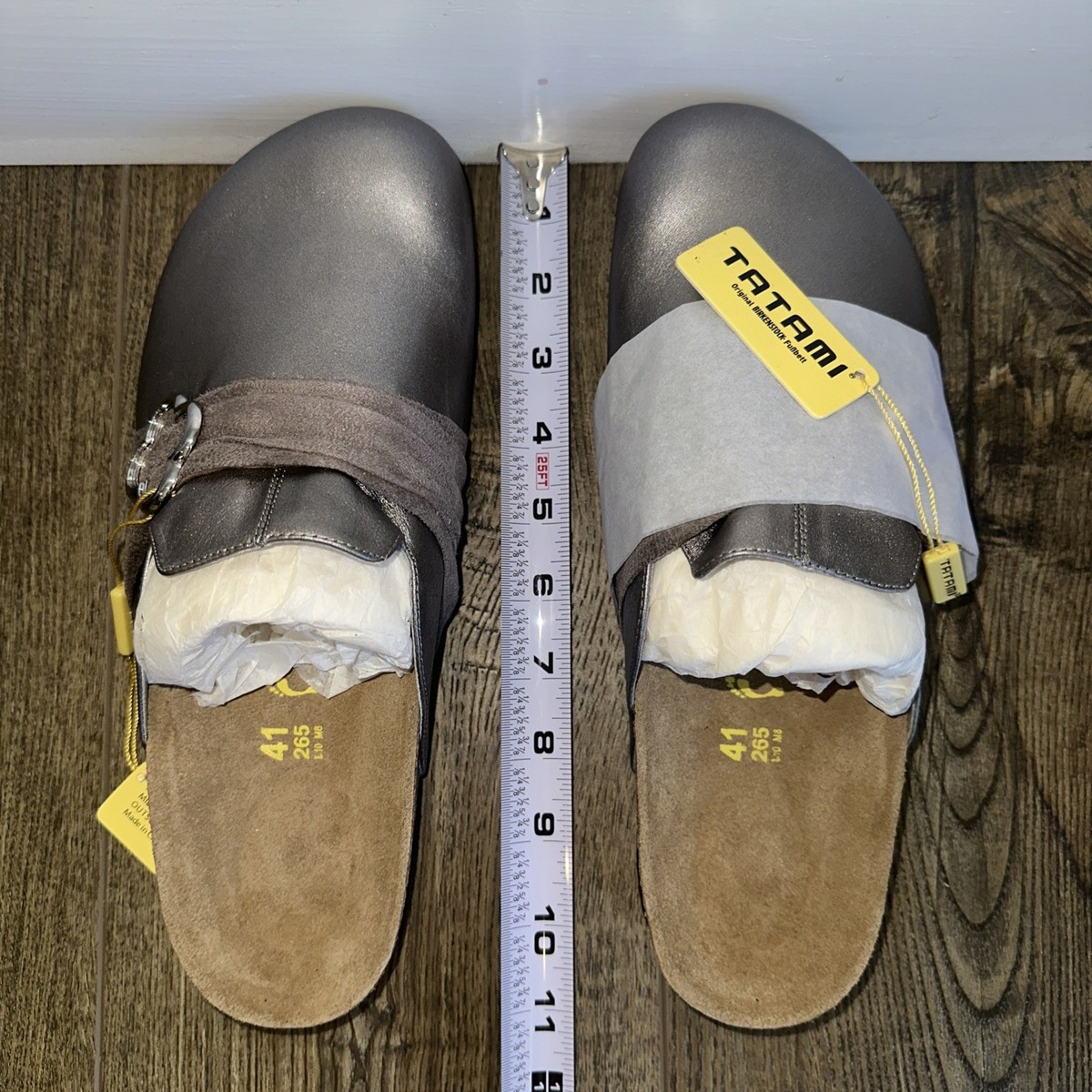 Birkenstock Tatami Pewter 265 Suede Clog Mule 41 Women NWOB Rare