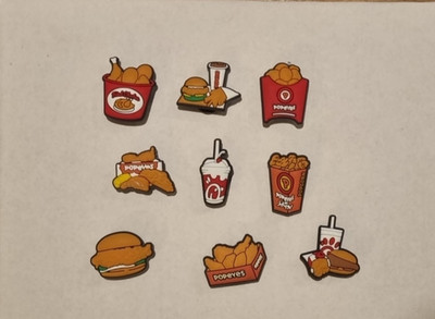 9x Crocs Charms Fast Food Fried Chicken Crocs Charms, Jibbitz Clog Charms Selten