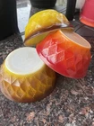 Vintage Fire-King Amberina Diamond Point Custard Bowls Set of 3 Anchor Hocking