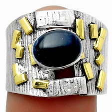 Two Tone - Natural Sodalite 925 Sterling Silver Ring s.7.5 Jewelry R-1543