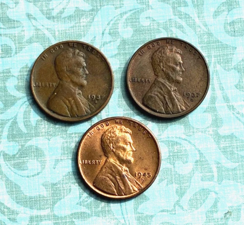 89 & 81 YR. OLD LOT!! of 1937S "VF", 1937D "AU", & 1945S "BU" Mint Wheaties!