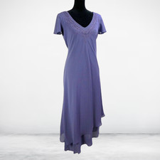 Periwinkle Formal dress Crepe Lilac Double V-neck Embroidered Asymmetrical  12