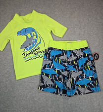 Childrens Place Baby Boy Swim Rash Guard Set Size 18 24 mos Short Sleeve Shark