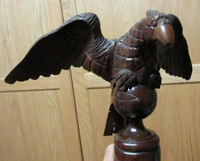 RARE EARLY AMERICAN 3 Pc CARVED WOOD SPREAD EAGLE + NEWEL POST AS ESTATE FOUND
