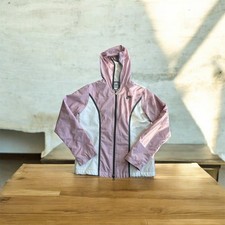 Nike Windbreaker Jacket Youth Girls Pink White Full Zip Y2K Small 4-6 vented