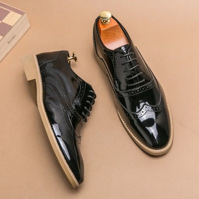 Gentleman Gold Business Patent Leather Lace Up Shoes Men Wedding Dress Prom  | eBay