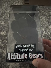 WWF 1999 Attitude Bears STONE COLD in Case, Tagged Plush Toy Bear