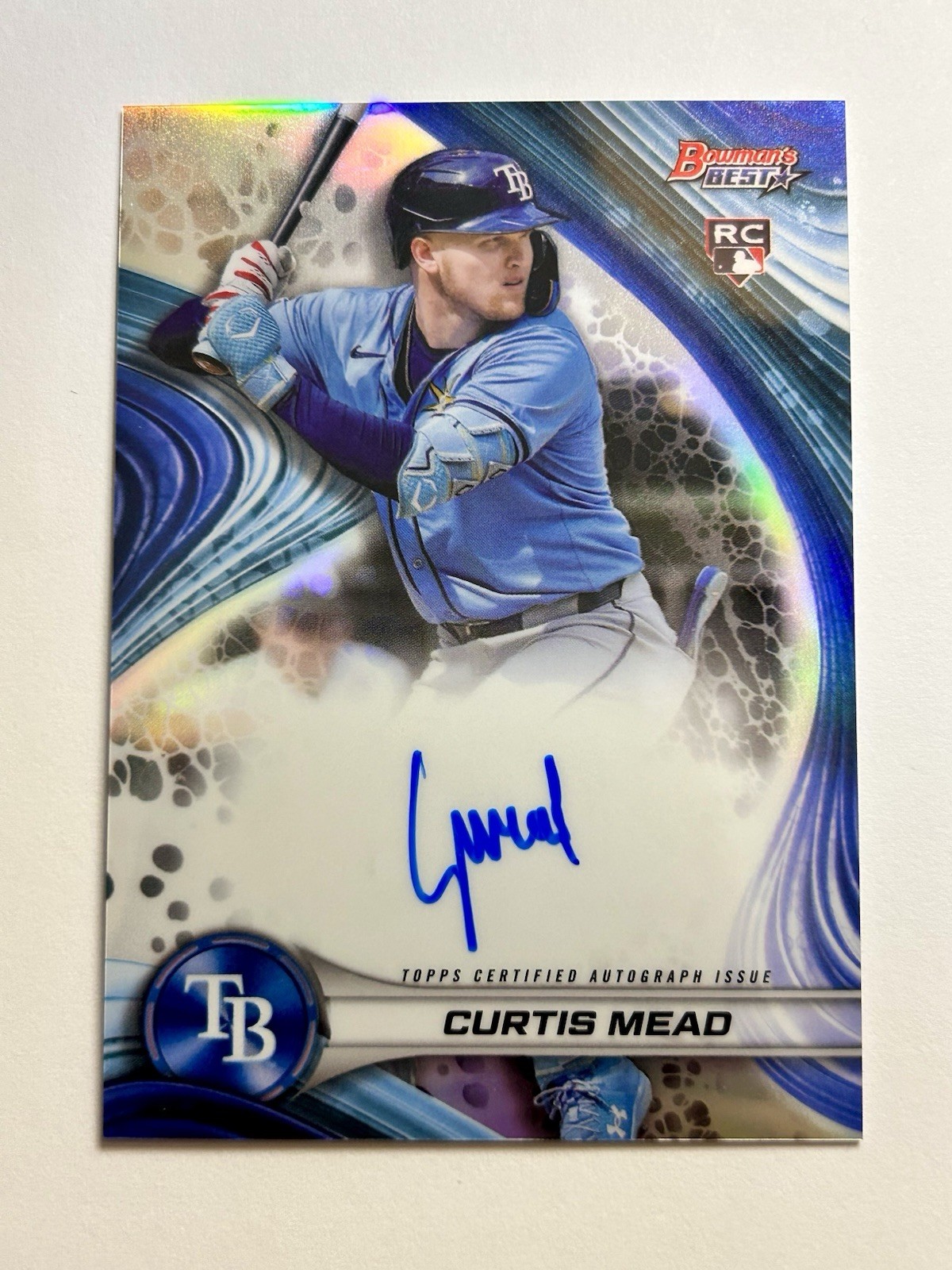 Curtis Mead RC 2024 Bowman's Best Baseball Blue Refractor Auto /150 Rays