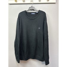 Chaps Pullover Knit Sweater Mens XXL Black Embroidered Preppy Casual Neutral