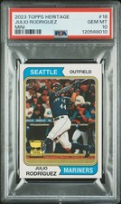2023 TOPPS HERITAGE MINI #18 JULIO RODRIGUEZ 73/100 PSA 10