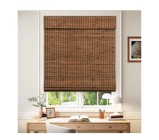 LazBlinds No Tools No Drill Cordless Bamboo Roman Shades, 29"x64", Penang Teak