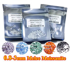 Wholesale 1ct Melee Loose Moissanites Stone Small Size 0.7mm 3.0mm D Color DIY