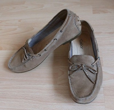 Moccasin Gabor Handmade Damen Slipper Soft Gr.4,5(37,5) Wildleder Beige Neuwer.