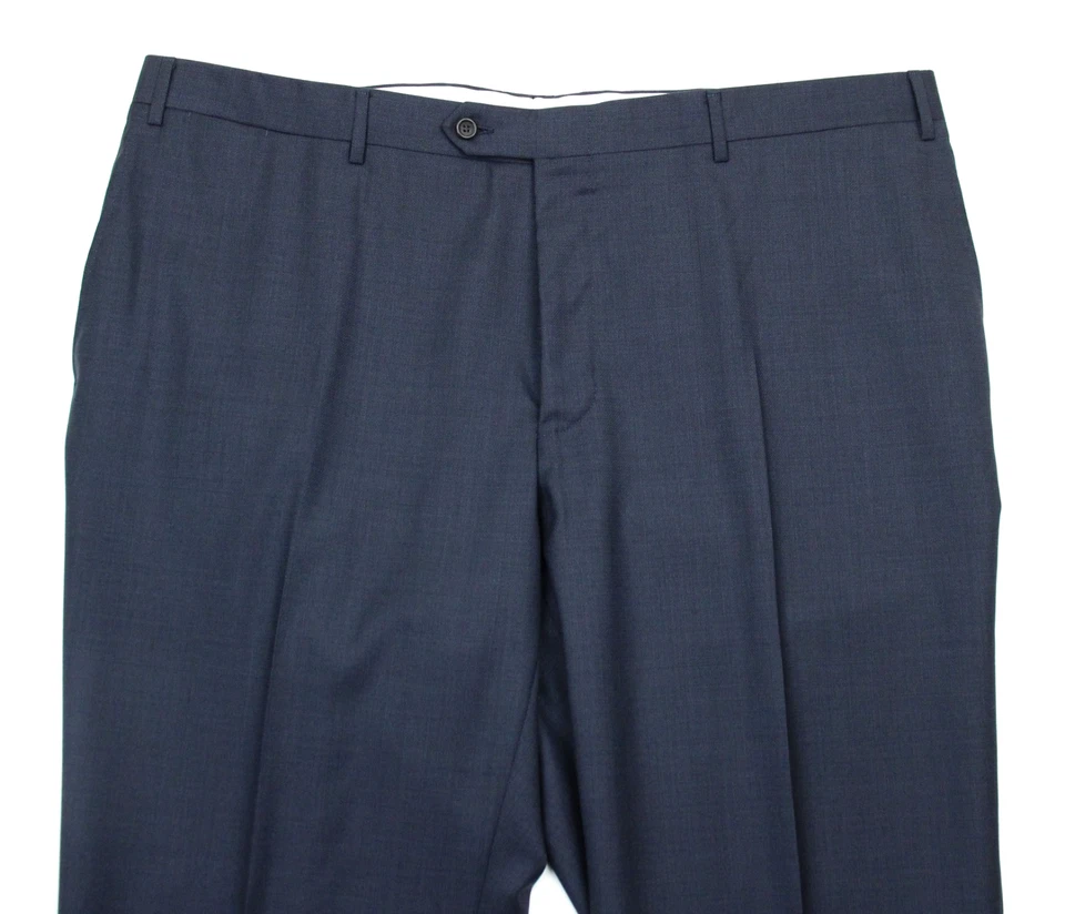 Pantalones de traje Canali 44 L se adapta a 42 (62 EU) para hombre azul marino estampado lana frente plano Italia Foto 2 de 4
