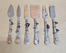 Six Piece Stainless Steel Purple Glass Bead Wire Wrap Cheese Set; China