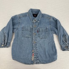 Vtg Levis Boys 2T Red Tab Jean Shirt Metal Buttons Cotton Denim