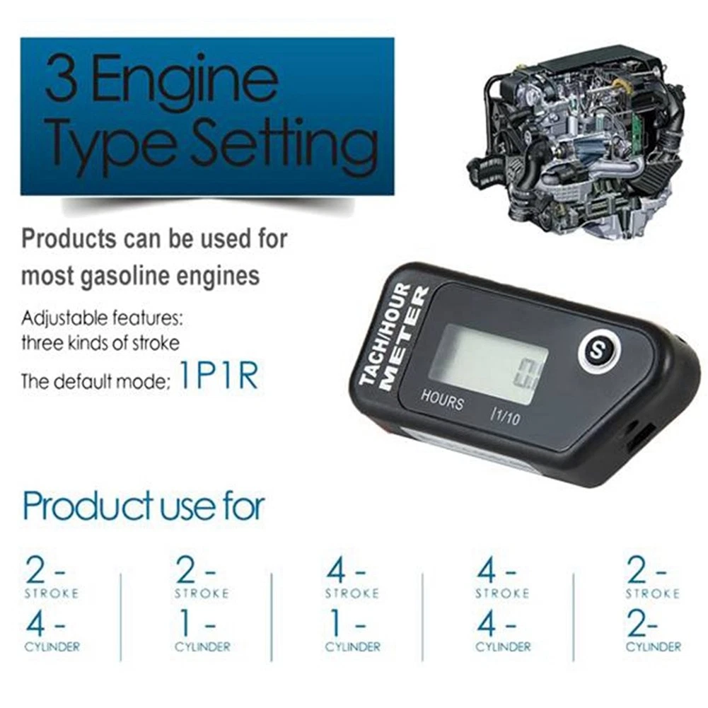 Motorcycle Speed Hour Meter Inductive LCD Digital Accumulative Hour Meter4830