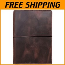 Dark Brown Leather Notebook Cover with Card Slots