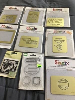 Lot of 9 NEW Sizzix embossing folders and mini stamps Free Shipping!!