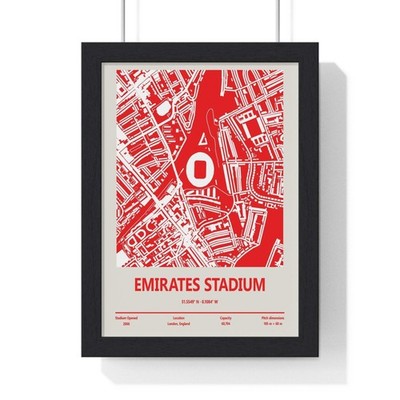 Emirates Stadium London Fußballstadion Karte Poster Wandbild Druck Geschenk