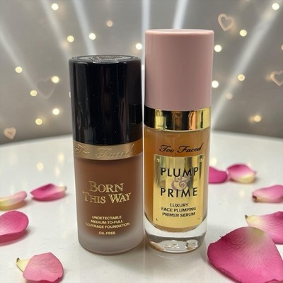 Too Faced Plump & Prime Luxury Face Plumping Primer Serum +  Hazelnut Foundation