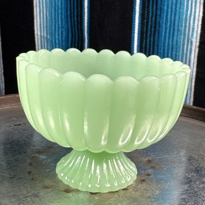 #ad Green Jadeite Color Scalloped Sundae Dish 4.5quot; X 4.5quot; X 3.25quot; Tablecraft $24.24