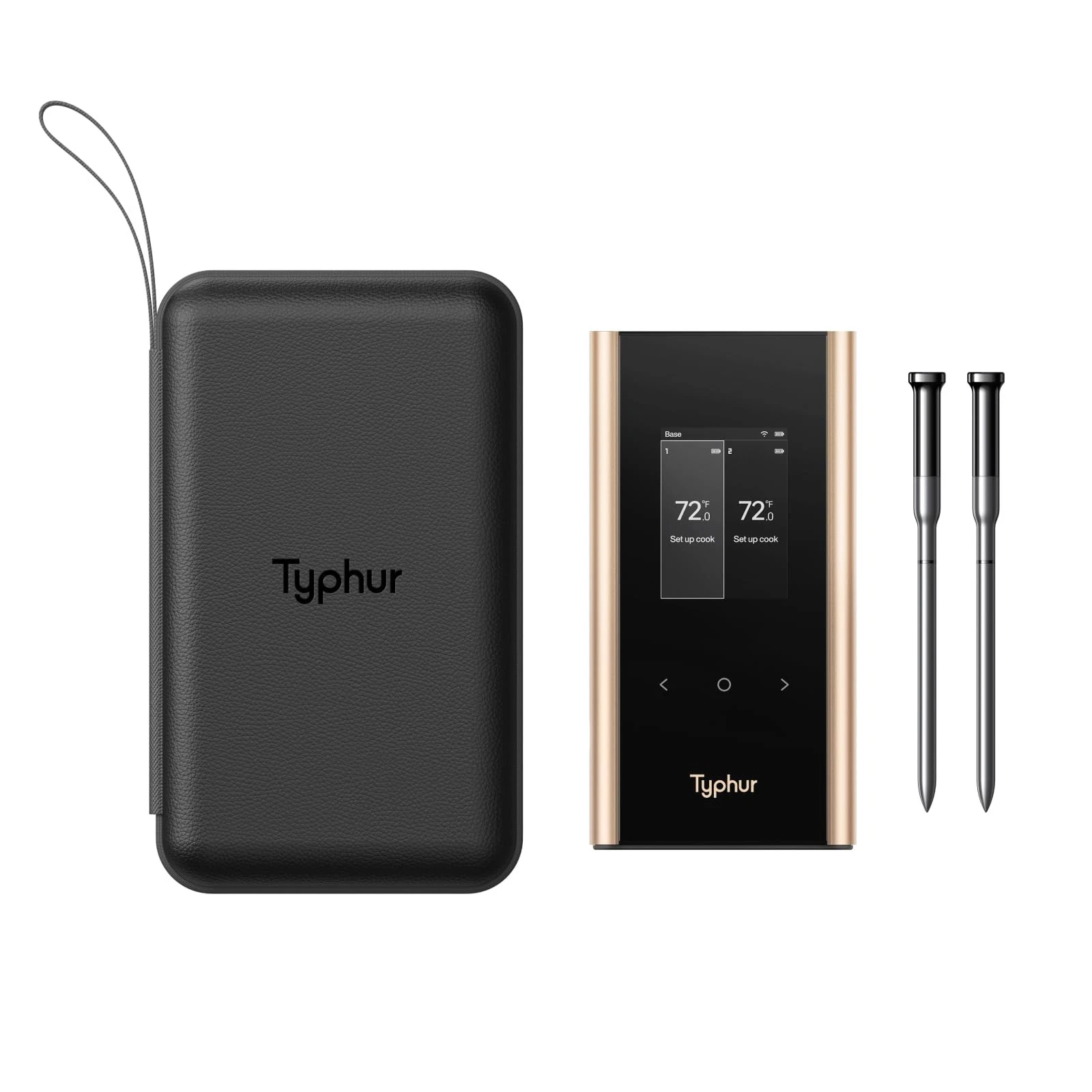 Sync Gold Dual Wireless WiFi Meat Thermometer with Carrying Case, 2 Slim Prob...