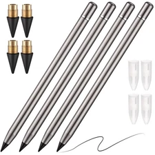 Metal Inkless Pen Inkless Erasable Aluminum Pencil with Eraser for Writing