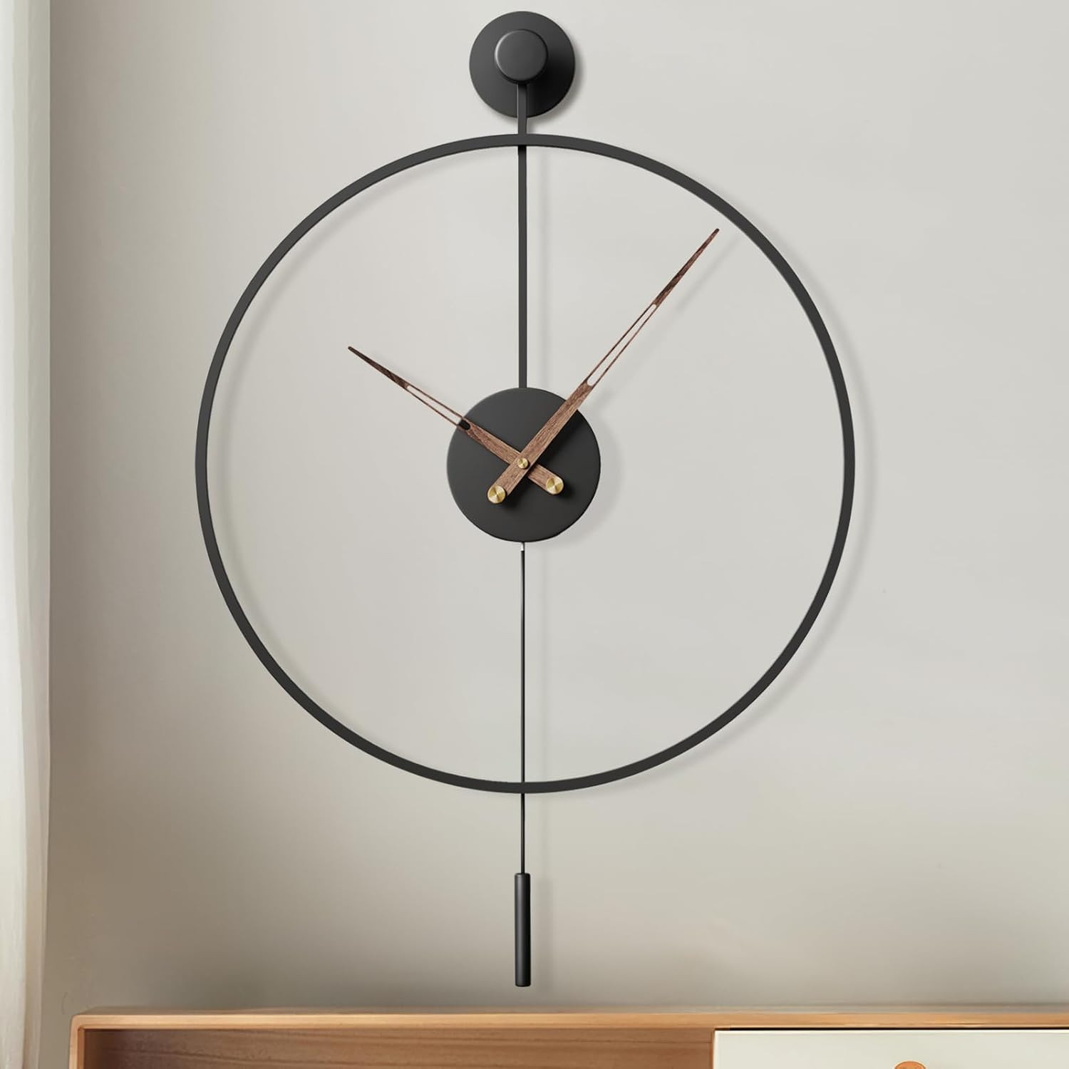 Large Modern Giant Pendulum Wall Clock - Classic Metal Dial Decor 30.7x20 Inch