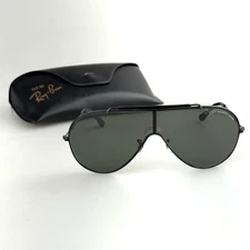 Vintage B & L Ray-Ban Wings Bausch & Lomb Black Aviator + Case 80's RARE